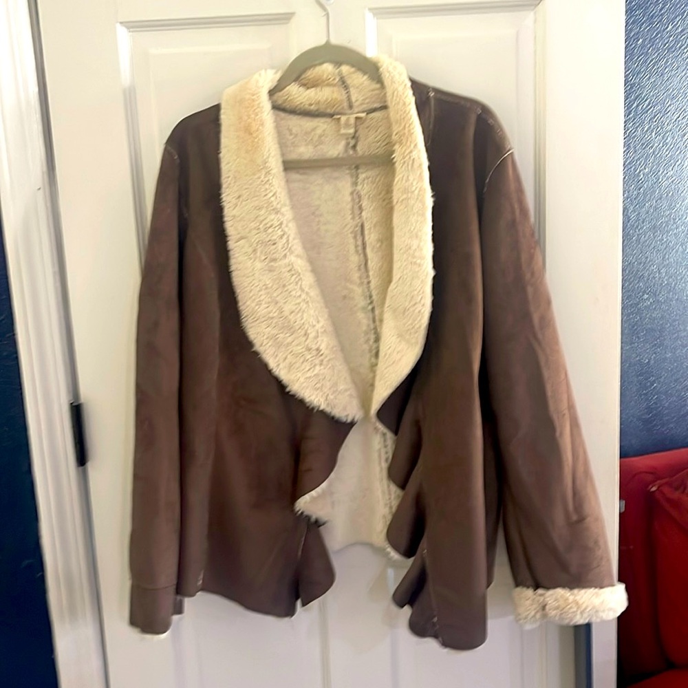 Chicos like new brown suede jacket. Size 3 which is a large